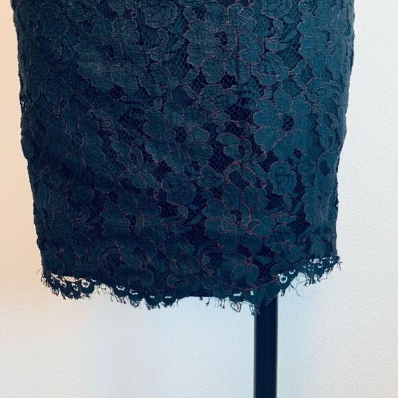 Vintage Lace Black Mini Dress Bodycon 90s Extra Small XS Red Fringe - Picture 2 of 7